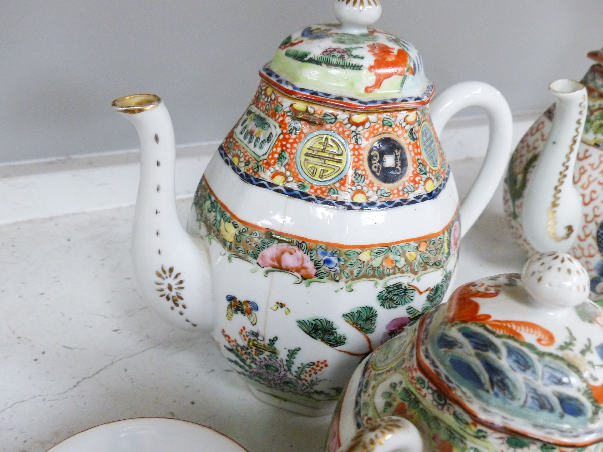 A Cantonese porcelain part tea and coffee set